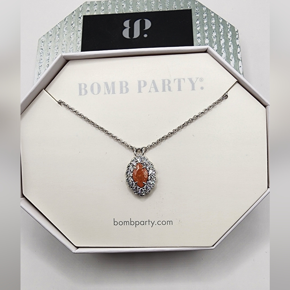 Silver and Orange Pendant Necklace